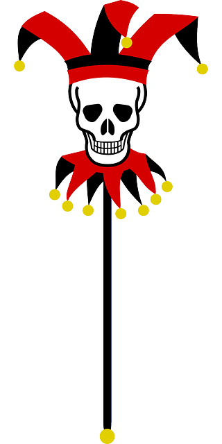 http://pixabay.com/en/skull-stick-bells-black-fool-161417/